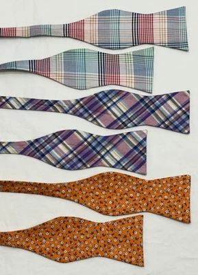 Lot of 3 Tommy Hilfiger Floral/Plaid Adjustable 100% Silk Self Tie Bow Ties EUC - Image 1 of 4