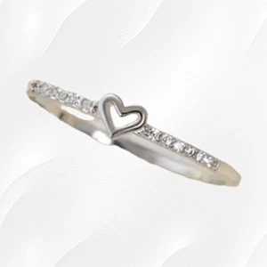 Silver Heart Coquette Cubic Zirconia Hollow Design Fashion Jewelry Ring Size 6 - Picture 1 of 5