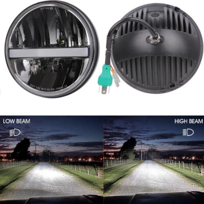 Pair 7" inch Round Halo LED Headlights DRL Turn For Chevrolet Bel Air NEW Foto 1 de 4