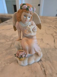 Home Interiors Gifts “Angelic Peace” 14063-99 Figurine Angel with Dove Roses - Picture 1 of 3