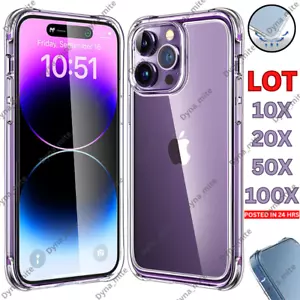 Lote de funda de teléfono suave silicona transparente a prueba de golpes para iPhone 14 13 12 11 8 7 6 XR SE - Imagen 1 de 17