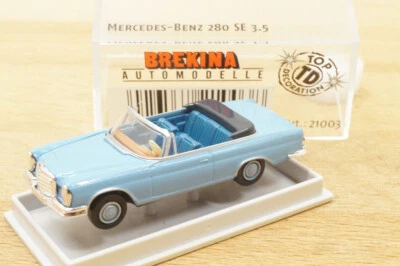 Ho 1:87 BREKINA 21003 Mercedes-Benz 280 Se 3.5 Cabrio " Celeste " Nuovo IN Conf - Immagine 1 di 4
