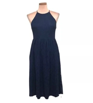 Vestido Soprano Midi Talla Mediana Azul Marino Floral Encaje Foto 1 de 4