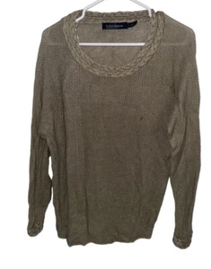 Irelands Eye 100 % Leinen Strickpullover Damen Größe Large hellgrün LESEN - Bild 1 von 6