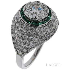 Schilling Cocktailring Gr.61 Platin 950 mit 2,05ct Hauptstein und Smaragden Dia - Bild 1 von 2