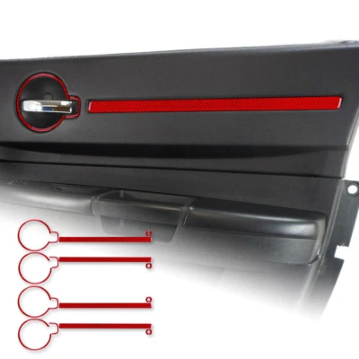Cubierta de manija de puerta interior de fibra de carbono roja para Dodge Magnum Charger 2008-2010 Foto 1 de 4