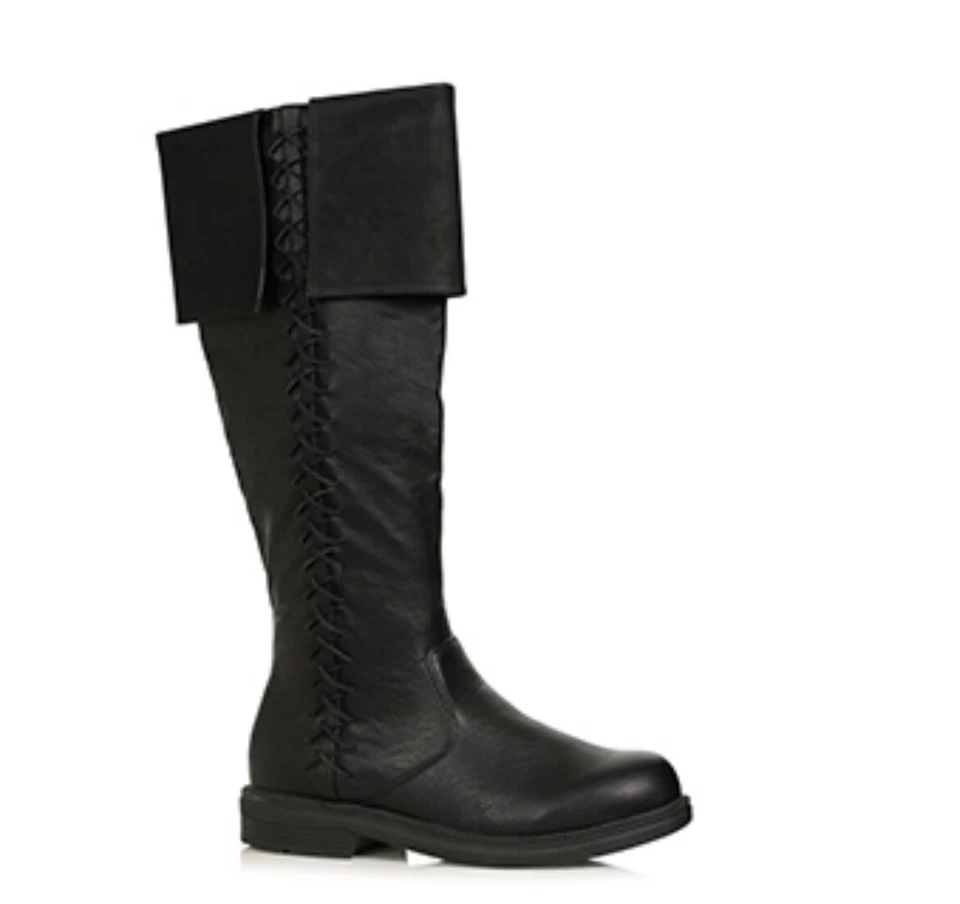 Black Pirate Fold Over Renaissance Fair Military Tall Halloween Costume Boots - Image 1 of 1