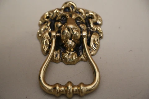 Vintage Brass Lion Door Knocker England Majestic Regal Statement Piece Cover