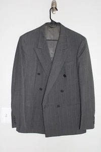 VINTAGE GRAY CHRISTIAN DIOR DOUBLE-BREASTED SPORT COAT sz 40R stripe suit jacket - Picture 1 of 4