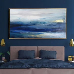 Angebot Abstrakt Blau Ozean Sonnenuntergang 60" Höhe x 48" Breite Originalgemälde 3.495 $ Jetzt 1.795 $ - Bild 1 von 13