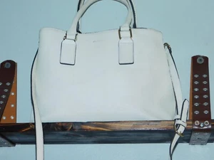 ALDO SATCHEL/SHOULDER/CROSSBODY BAG IN WHITE PVC + ADDED CB CLUTCH IN MAROON - Picture 1 of 21
