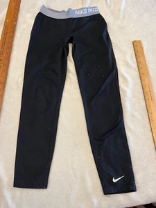Nike Pro training pants girls size 8 10 S dry fit black athletic tights comfort - Picture 1 of 11