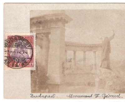 HUNGARY Postcard VIEW SIDE USAGE Budapest *St Gerard Statue* 1924 Mexico KA782 - Image 1 of 4