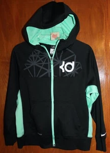 NIKE KEVIN DURANT Youth Medium ThermaFit ZIP-UP HOODIE SWEATSHIRT (black/green) - Picture 1 of 1