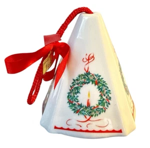 Vintage Jasco hängender dreieckförmiger Porzellan-Weihnachtsschmuck hergestellt in Taiwan - Bild 1 von 9