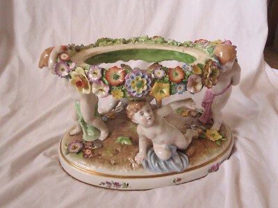 Vintage Von Schierholz German Porcelain Garden Cherub  Center Piece  BASE ONLY - Image 1 of 4