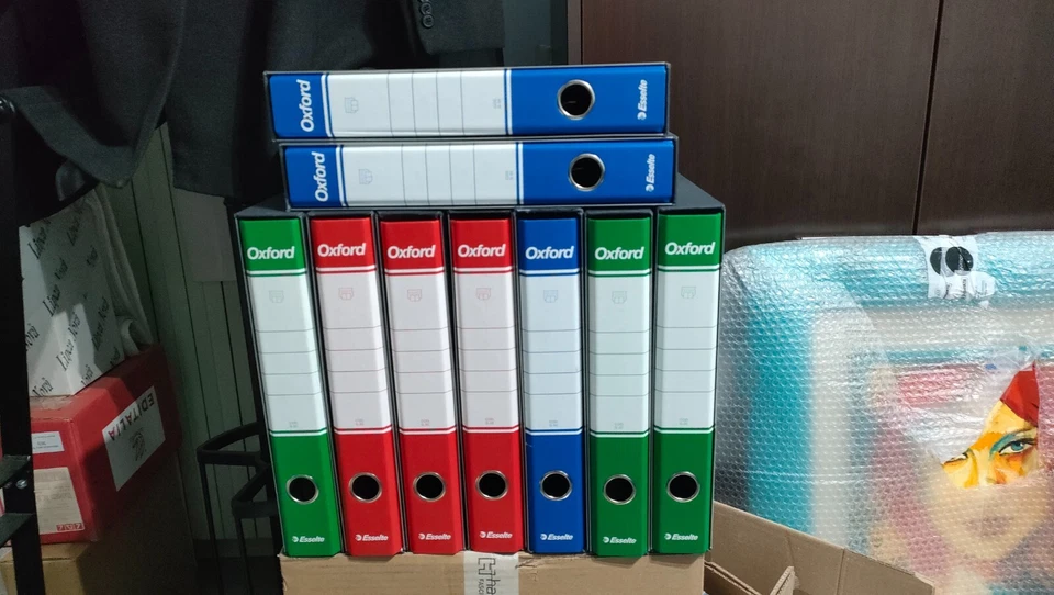 9 PZ RACCOGLITORI ARCHIVIO ESSELTE OXFORD 5CM VARI COLORI - Immagine 1 di 1