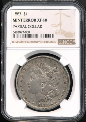 1883 Morgan Silver Dollar NGC MINT ERROR XF 40 *MINT ERROR - Partial Collar!* Cover