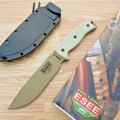 ESEE Model 6 Tactical Fixed Knife 5.75" 1095HC Carbon Steel Blade Micarta Handle - Image 1 of 4