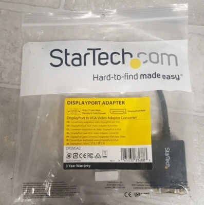 NEW StarTech DisplayPort to VGA Video Adapter Converter DP2VGA2 15 Pin - Image 1 of 4