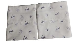 2 Custom Pillowcases White W/ Purple Dragon Flies.  100% Polyester Stan/queen
