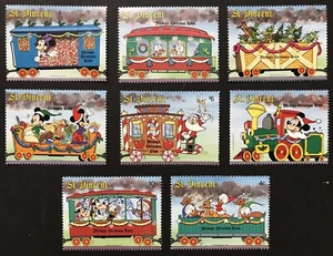 ST VINCENT DISNEY MICKEY'S CHRISTMAS TRAIN STAMPS SET 8V 1988 MNH SANTA GOOFY - Picture 1 of 1