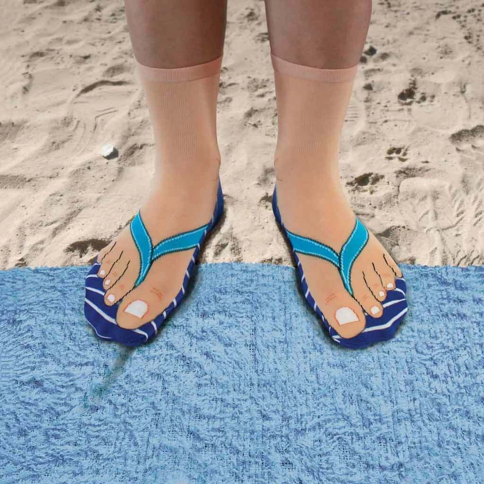 Ginger Fox Flip Flop Socks, Size 7-11 - Blue