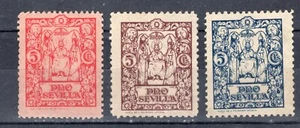 ESPAÑA 1938 GUERRA CIVIL SELLO LOCAL SEVILLA GÁLVEZ B846/B848 NUEVOS SIN GOMA - Imagen 1 de 2