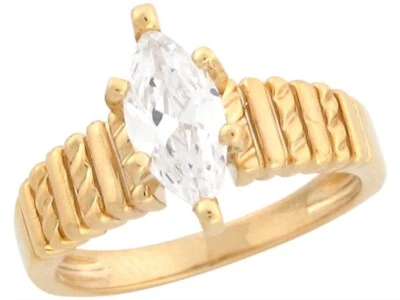 10k or 14k Yellow Gold 1.67ct CZ Marquis Solitaire Ladies Engagement Ring - Image 1 of 4