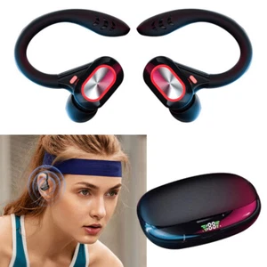 Bluetooth Wireless Headset Sport Ear Hook LED Display Earbuds with Charging Case - Picture 1 of 12