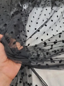1 Yard Black Polka Dot Tulle Craft DIY Dress Fabric Sold By The Yard - Picture 1 of 10