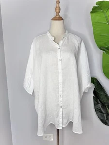 Witchery White Linen Blouse Button Front Size 14 Women/ - Picture 1 of 5