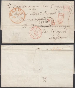 USA 1843 - Brief von Paris nach Boston-USA via Paquebot..(EB) AR-11229 - Bild 1 von 3