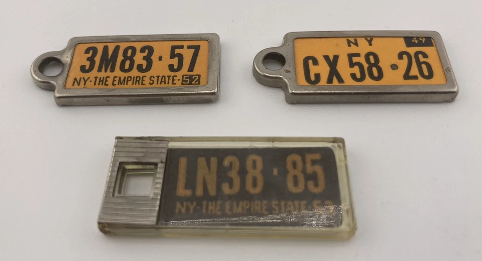 Rare Lot of 3 Disabled Veterans Mini License Plate Key Tags New York 1949,52,53 - Image 1 of 2