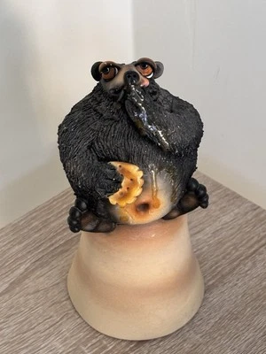 TODD J. WARNER SIGNED  Whimsical HONEY BEAR  Ceramic Bell,   1998-1999 - Image 1 of 4