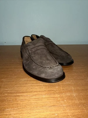 Banana Republic Shoes Mens 11.5 Penny Loafers Suede Slip On Dark Brown New - Image 1 of 4