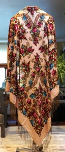 Russian Pavlovo Posad SHAWL WOOL 56x56" or 140cm x 140cm - Picture 1 of 4