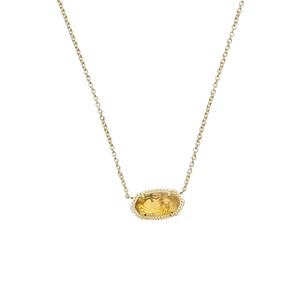 Kendra Scott W1256 Womens Elisa Pendant Necklace in Gold Plated Clear Amber - Picture 1 of 4