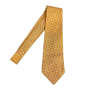 Christian Dior Vintage Neck Tie Gold Red 1960 1970 Geometric Retro Tie - Picture 1 of 7