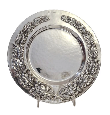 BRANDIMARTE vassoio cesello quercia con ghiande argento 800 centrotavola 30 cm - Immagine 1 di 4