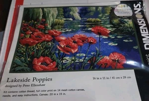 Dimensions Lakeside Poppies Floral Needlepoint Kit 16" x 11" #20066 - Picture 1 of 3