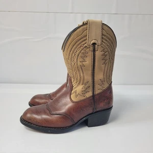 Boys Durango Cowboy Boots Brown Tan Leather Western Childs Size 9.5 - Picture 1 of 13