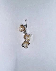 HAGIT GORALI HG ISRAEL STERLING SILVER 3 Champagne Pearl PENDANT - Picture 1 of 3