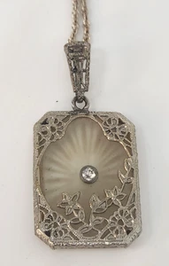 Collar colgante vintage de filigrana de vidrio alcanfor - Imagen 1 de 7