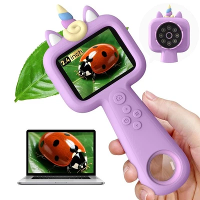 Kids Microscope - 2.4" IPS Screen, 600X-4800X Digital Magnification, LED Ligh... - Image 1 of 4