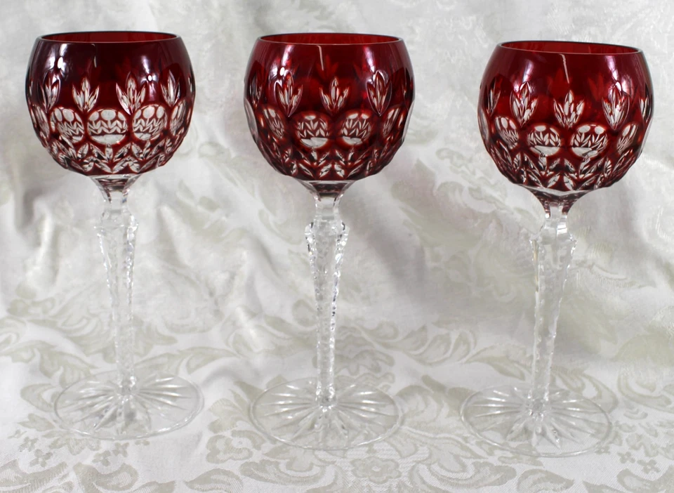 Juego de 3 copas de vino Ajka Crystal Arabella rojo corte a claro Foto 1 de 4