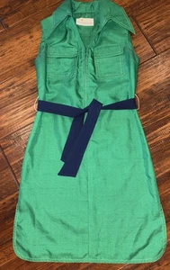 Vintage 60er Fred Rothschild grün blau Kleid Damen Kragen Reißverschluss 70s - Bild 1 von 3