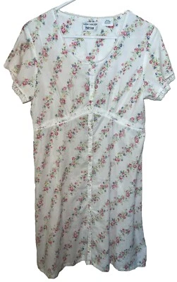 VTG Laura Ashley Nightgown Womens M Cottagecore Rosebuds Cotton - Image 1 of 4