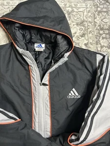 Chaqueta Parka Adidas De Colección Con Capucha Talla XL Para Hombre Años 90’s Negra Gris Cremallera Completa - Imagen 1 de 4