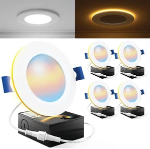 Sunco 4 Pack 4 Inch Ultra Thin LED Recessed Ceiling Lights Slim with Night Light - Picture 1 of 8